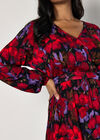 Curve Floral Wrap Midaxi Dress, Red, large