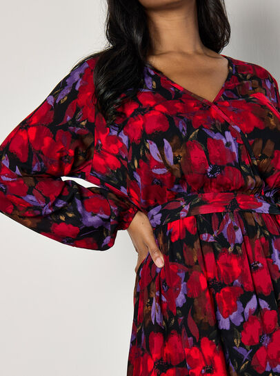 Curve Floral Wrap Midaxi Dress