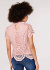 High Neck Lace Top, Pink, large