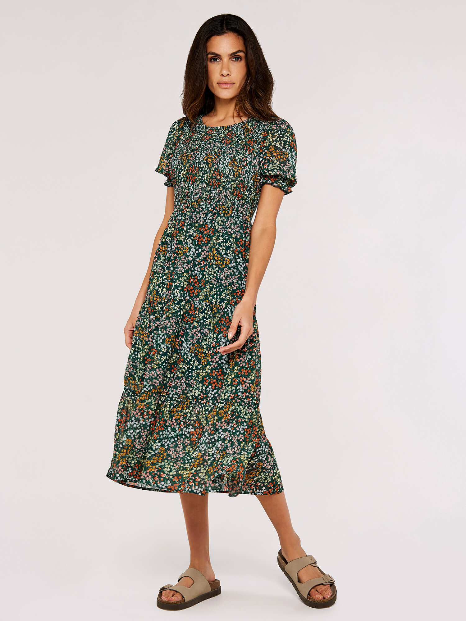 Apricot ditsy floral dress sales