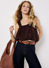 Animal Print Bubble Hem Cami Top, Brown, large