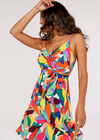 Colour Block Leaf Mini Dress, Red, large