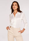 Long Sleeve Satin Shirt, White, large