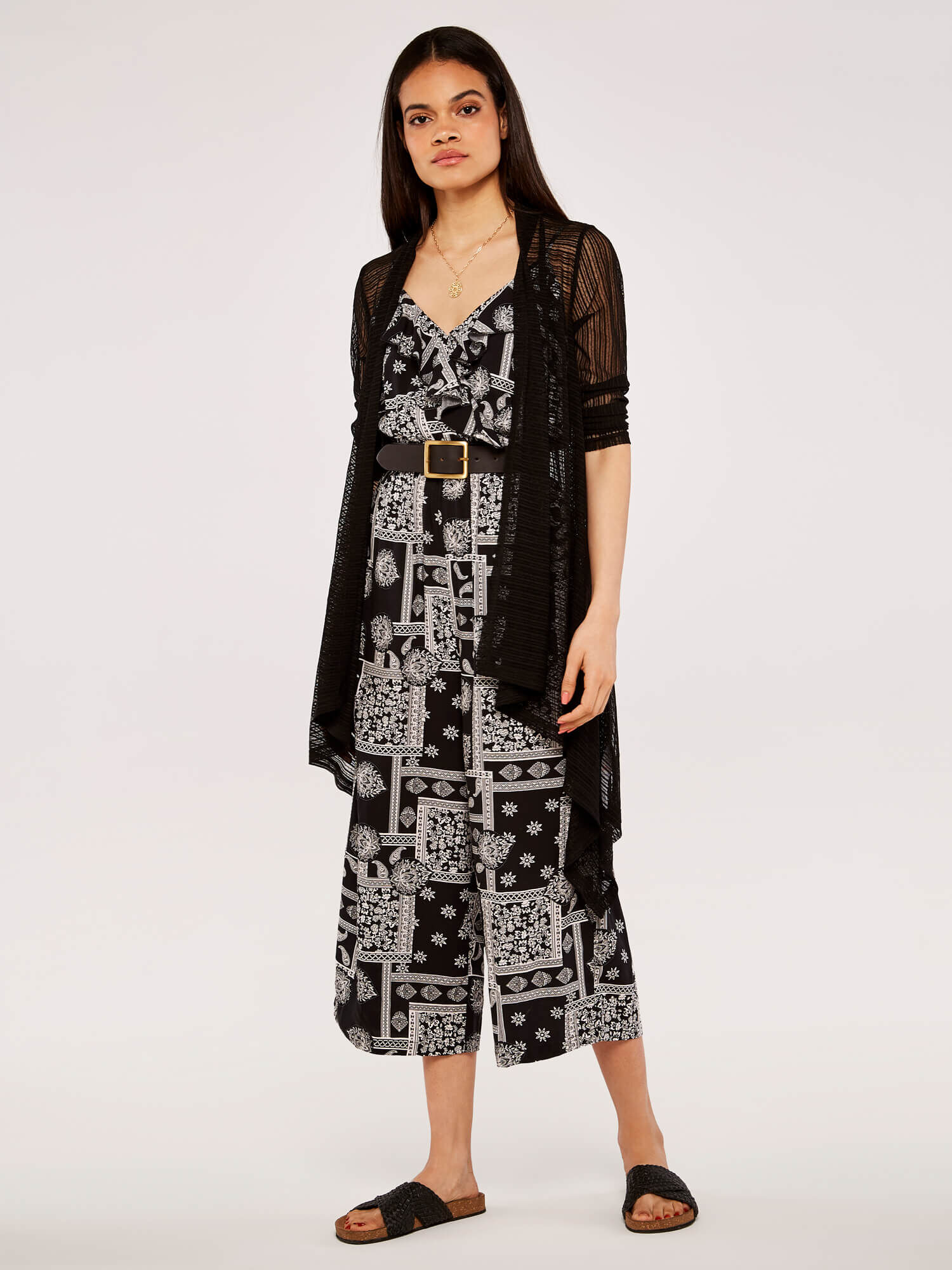 Mesh Waterfall Cardigan | Apricot UK