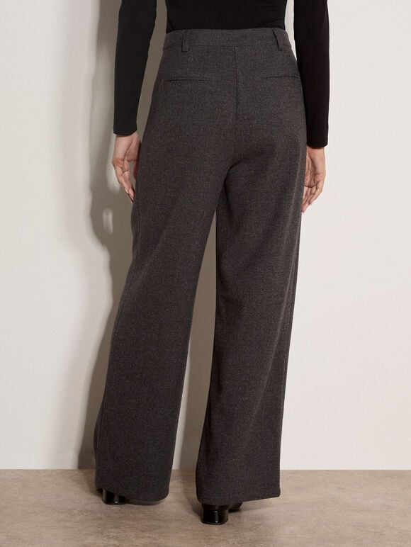 Wide-Leg Woven Tailored Trousers, Dark Grey/Charcoal, large