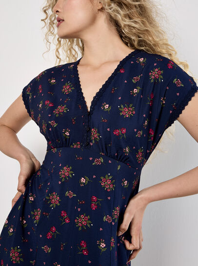 Floral Heart Midi Dress