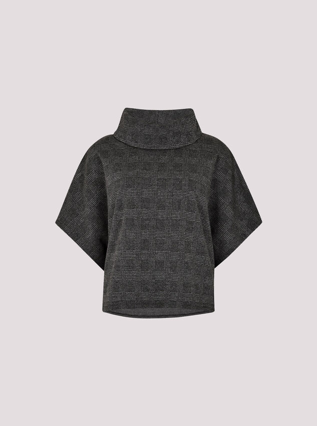 Check Print Batwing Top, Grey, large