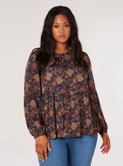 Curve Sarasa Floral Ruffle Top