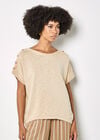 Button Detail Knitted T-Shirt, Stone, large