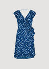 Painterly Dot Ruffle Wrap Mini Dress, Blue, large