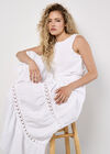 Tiered Crochet Insert Maxi Skirt, White, large