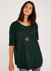 Necklace Slub Long Sleeve Top, Green, large