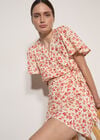 Floral Wrap Mini Dress, Cream, large