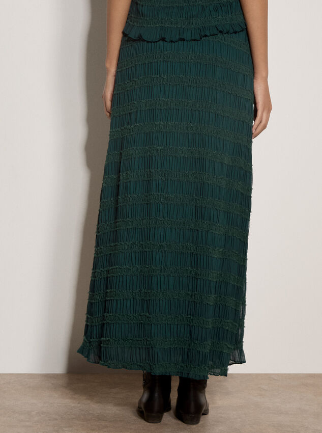 Ruched Chiffon Maxi Skirt, Green, large