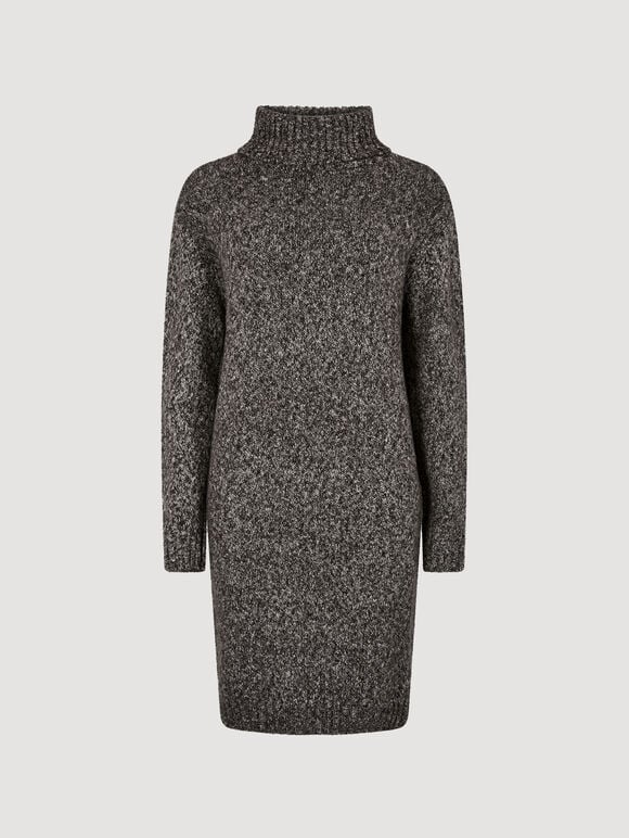 Chunky Knit Jumper Mini Dress, Dark Grey - Charcoal, large