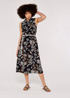 Palm Scene Midi Dress, Black, large