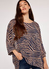 Zebra Print Batwing Top, Navy, large