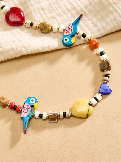 Beaded Parrot Cord Necklace