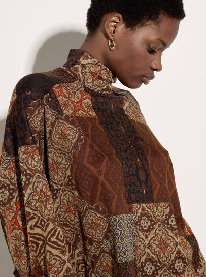 Patchwork Tapestry Roll Neck Top
