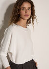 Diamante Embellished Ribbed Jumper, White, large