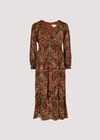 Paisley Ruffle Midaxi Dress, Rust, large