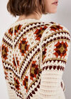 Crochet Squares Scallop Cardigan, Stone, large
