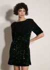 Sequin Embellished Mini Dress, Green, large