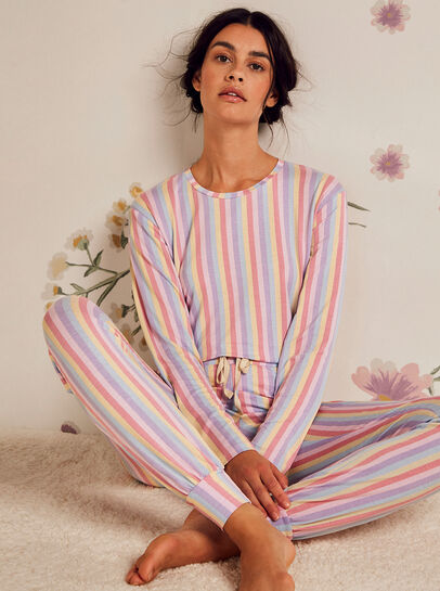 Rainbow Stripe Long Sleeve Top