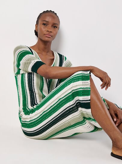 Crochet Stripe Midi Dress