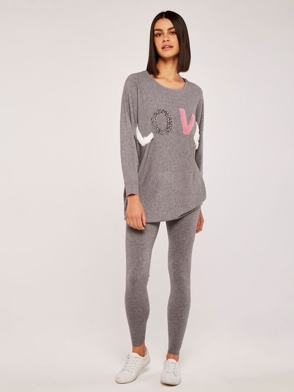 Cosy Knitted Legging, Grey, large