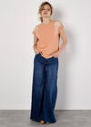 Floral Embroidered Crepe Top, Peach, large