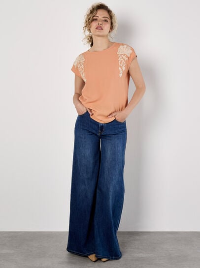 Floral Embroidered Crepe Top