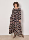 Curve Folk Diamond Smocked Midi Dress, Black, large