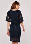 Sequin Front Knot Lace Dress, Navy, large