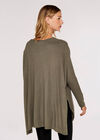 Waffle Oversized Top, Khaki, large