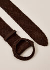 Wide Brown Braided Belt, Brown, large