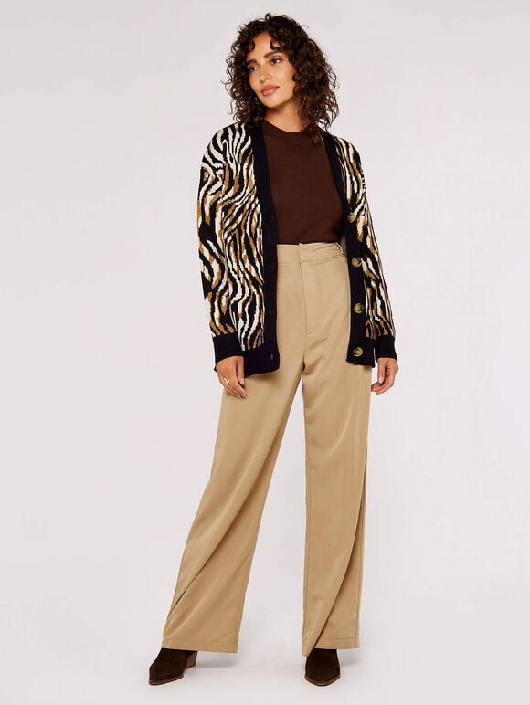 Zebra Mirage Oversize Cardigan, Stone, large
