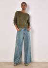 Diamond Pointelle Boxy Jumper, Khaki, large