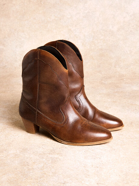 Bottes de cowboy courtes en cuir