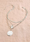 Silver Tone Layered Pendant Necklace, Silver, large
