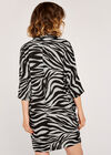 Zebra Cowl Neck Dress, Grey, large