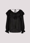 Ruffle Collar Blouse, Black, large