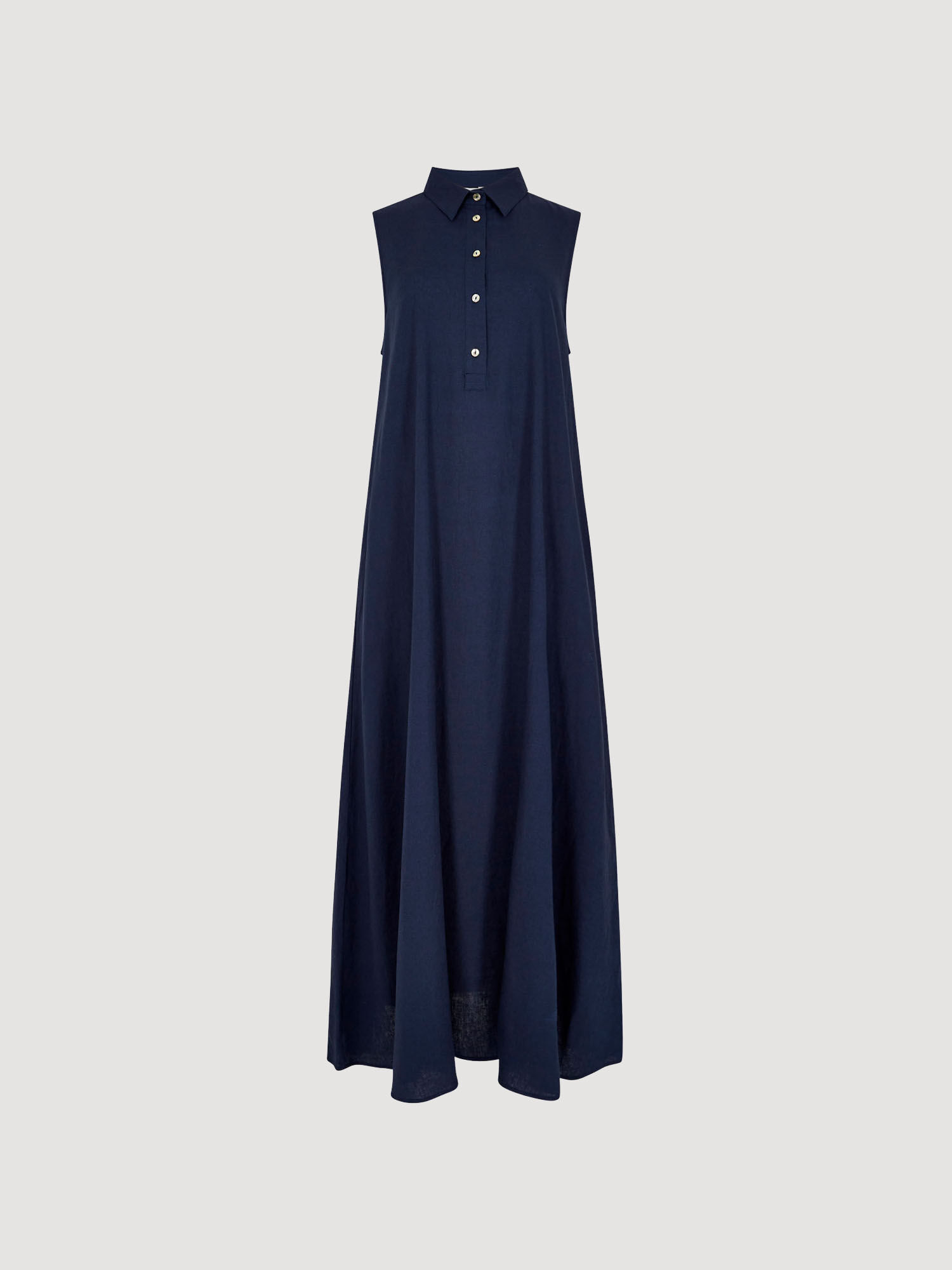 Linen Blend Shirt Maxi Dress Apricot Clothing