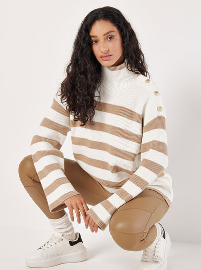 Button Detail Stripe Jumper