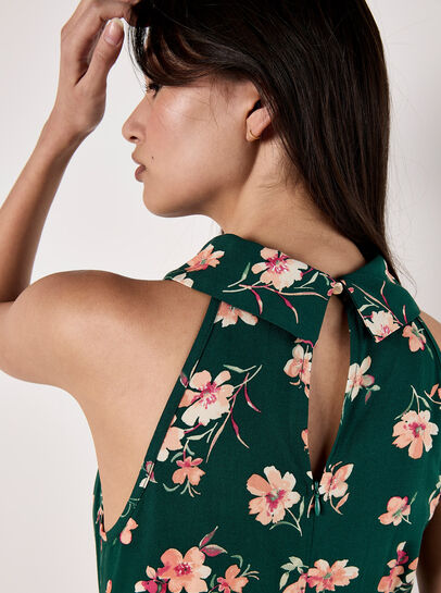 Halterneck Tiered Floral Mini Dress