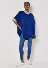 Oversized Poncho Jumper, Blue, large