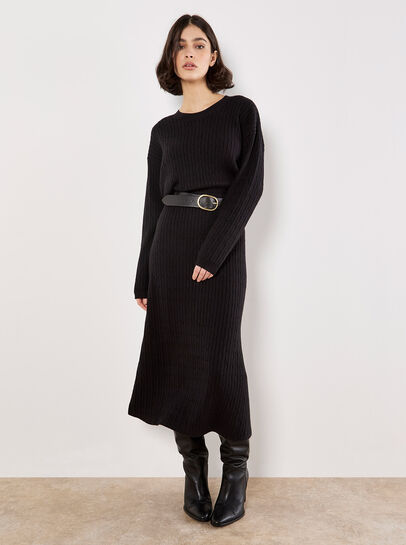 Fine Knit Cable Midi Skirt