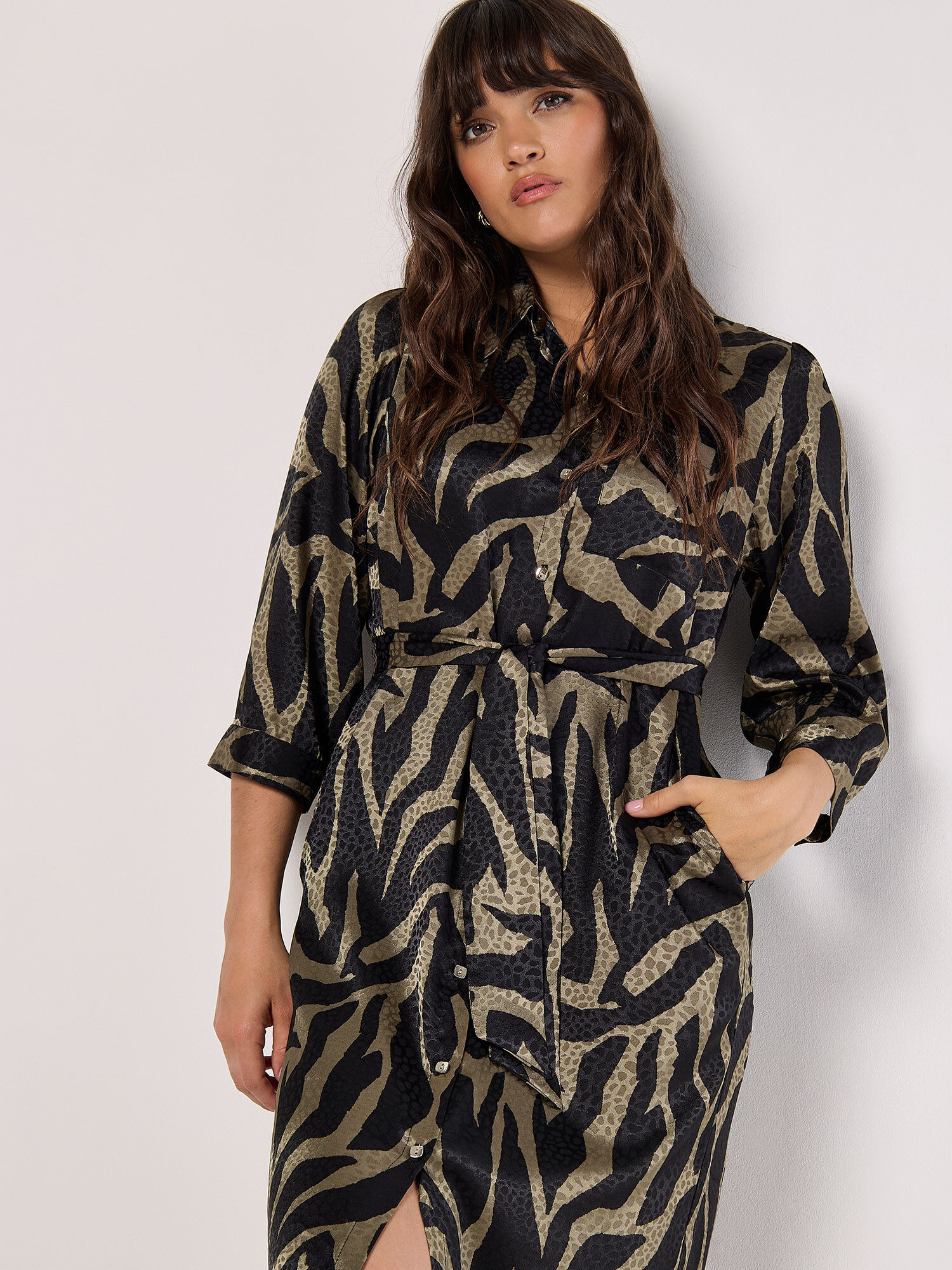 Satin zebra dress top