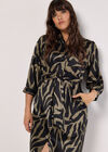 Textured Satin Zebra Midi Dress, Khaki, large