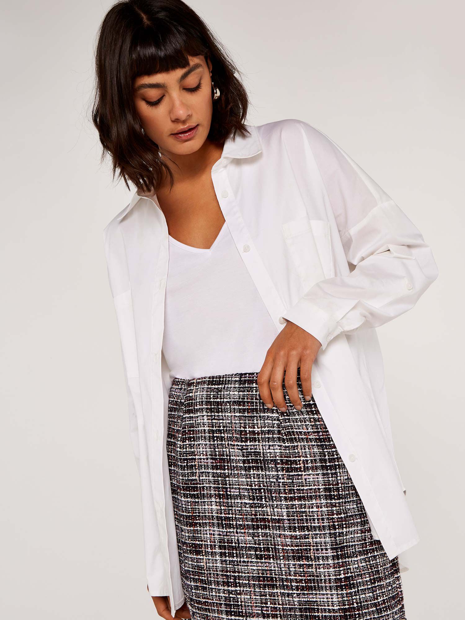 【I AM MARI】Belruel Tweed Pintuck Banding Skirt Boucle Tweed Skirt